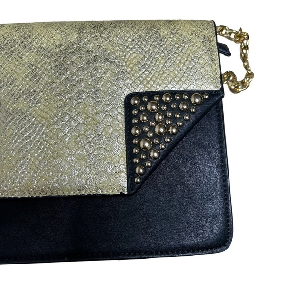 2/$30 Gold And Black Embellished Shoulder Bag with Chain Strap - Picture 6 of 9